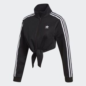 Adidas Originals Knotted Tie Front Cropped Track Top Black Jacket